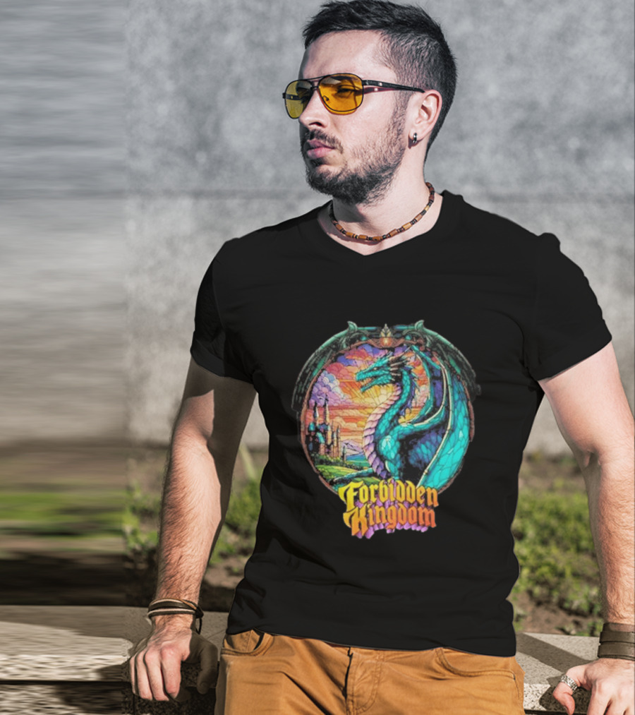 Forbidden Kingdom 2026 Divine Dragon Stained Glass Castle Fantasy T-Shirt