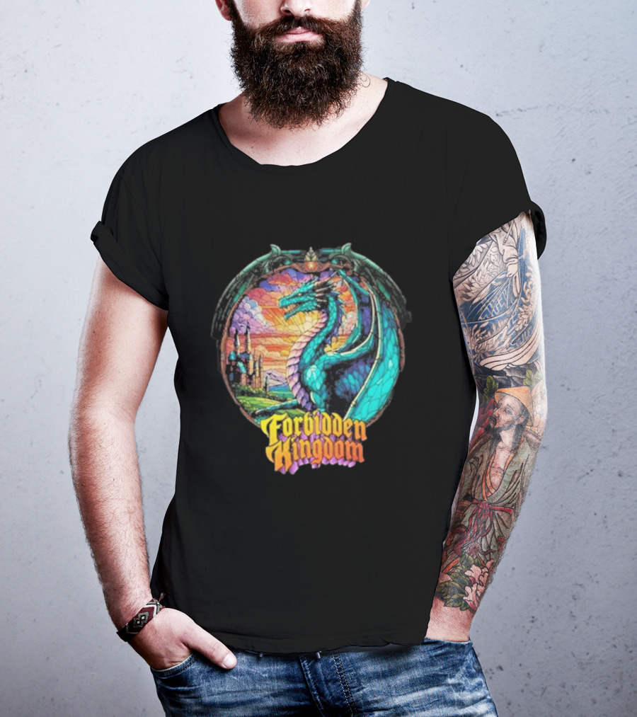 Forbidden Kingdom 2026 Divine Dragon Stained Glass Castle Fantasy T-Shirt