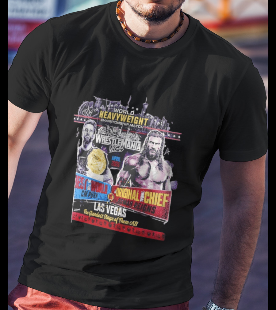 WrestleMania 42 Vegas World Heavyweight CM Punk Vs Roman Reigns T-Shirt