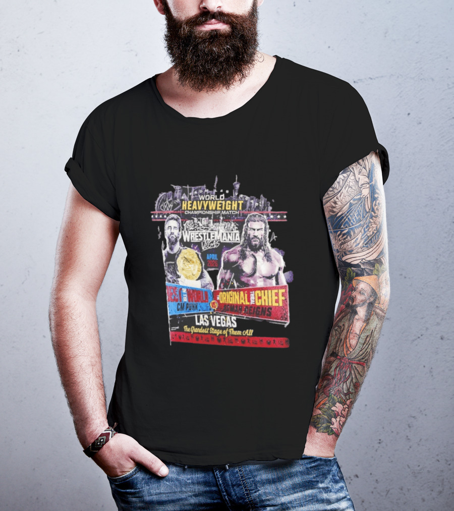 WrestleMania 42 Vegas World Heavyweight CM Punk Vs Roman Reigns T-Shirt