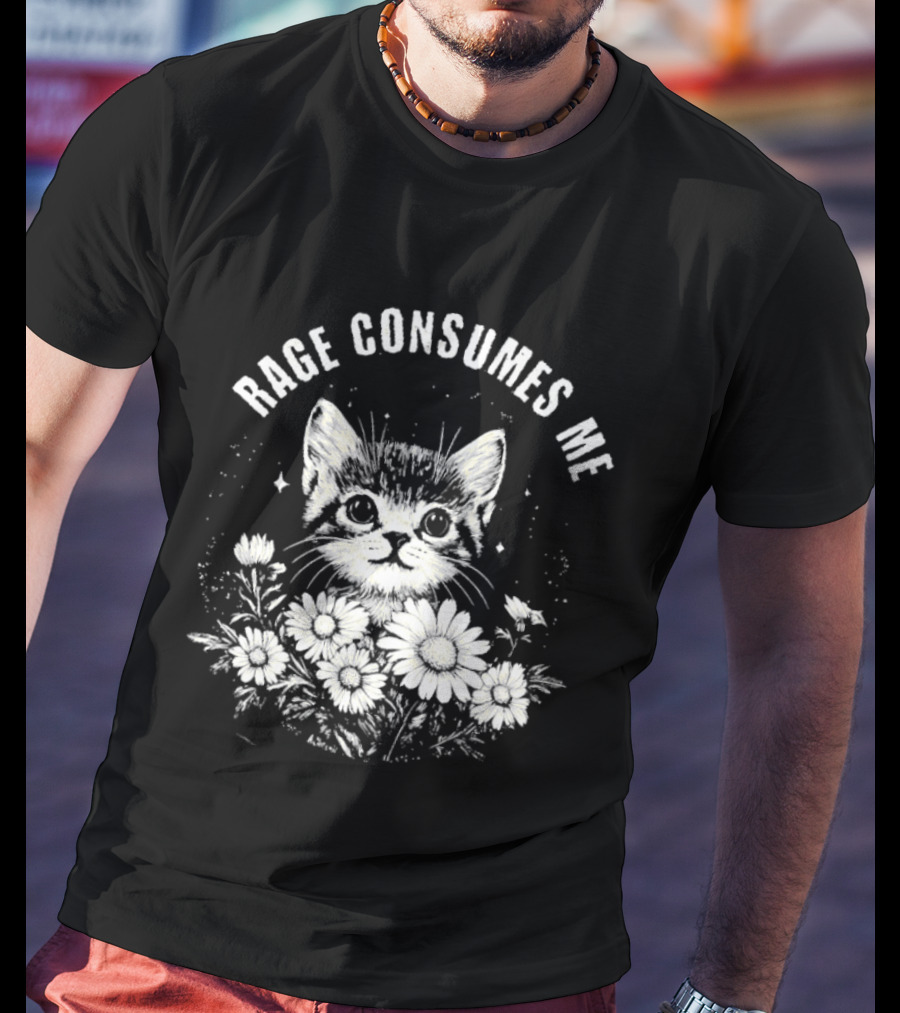 Rage Consumes Me Cat Floral Flowers And Sparkles T-Shirt