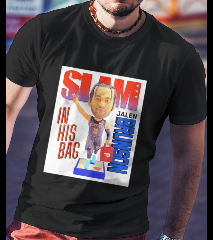 Slam Jalen Brunson New York Knicks In His Bag Big Bobblehead T-Shirt