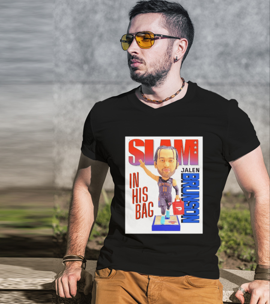 Slam Jalen Brunson New York Knicks In His Bag Big Bobblehead T-Shirt