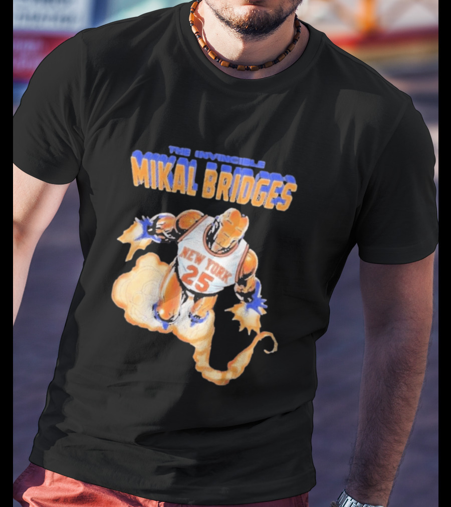 New York Knicks Mikal Bridges Iron Man 25 The Invincible T-Shirt