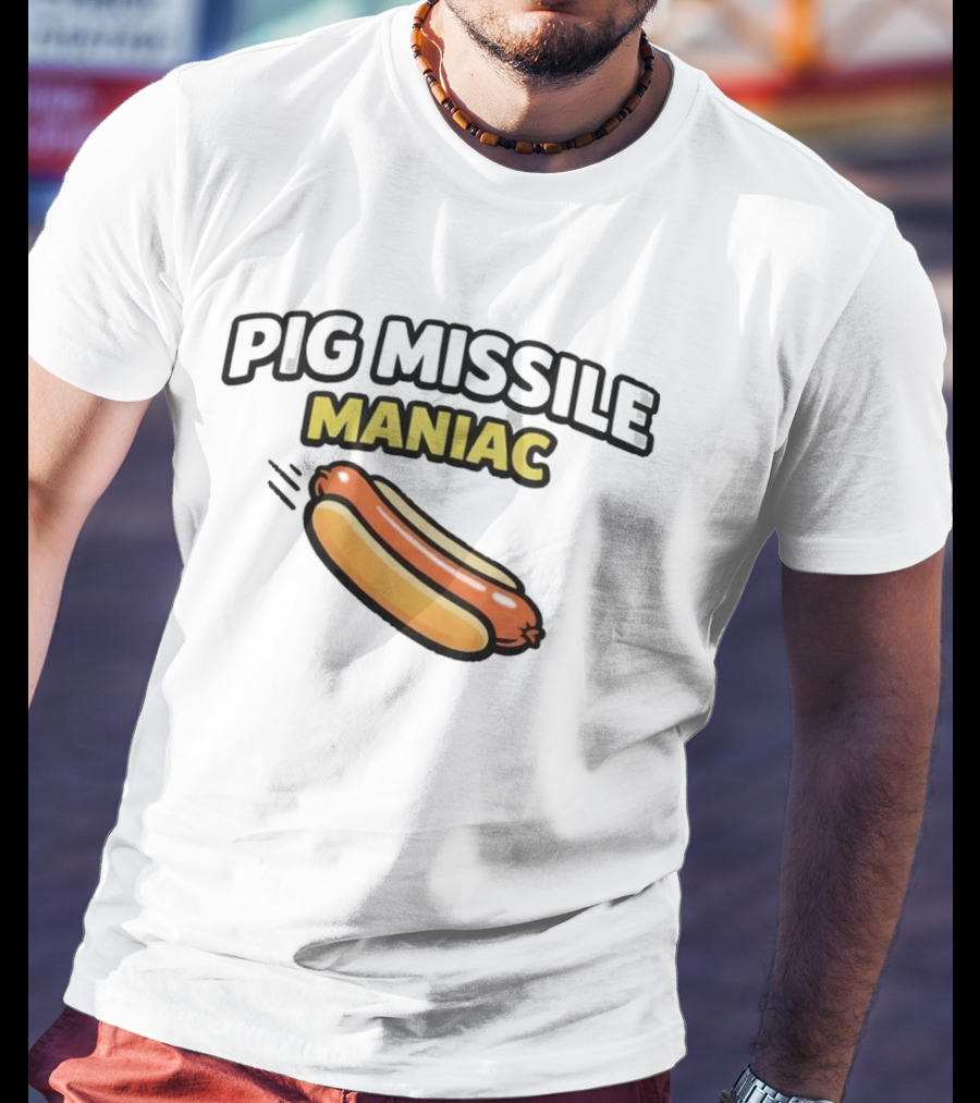 Pig Missile Maniac Hot Dog T-Shirt