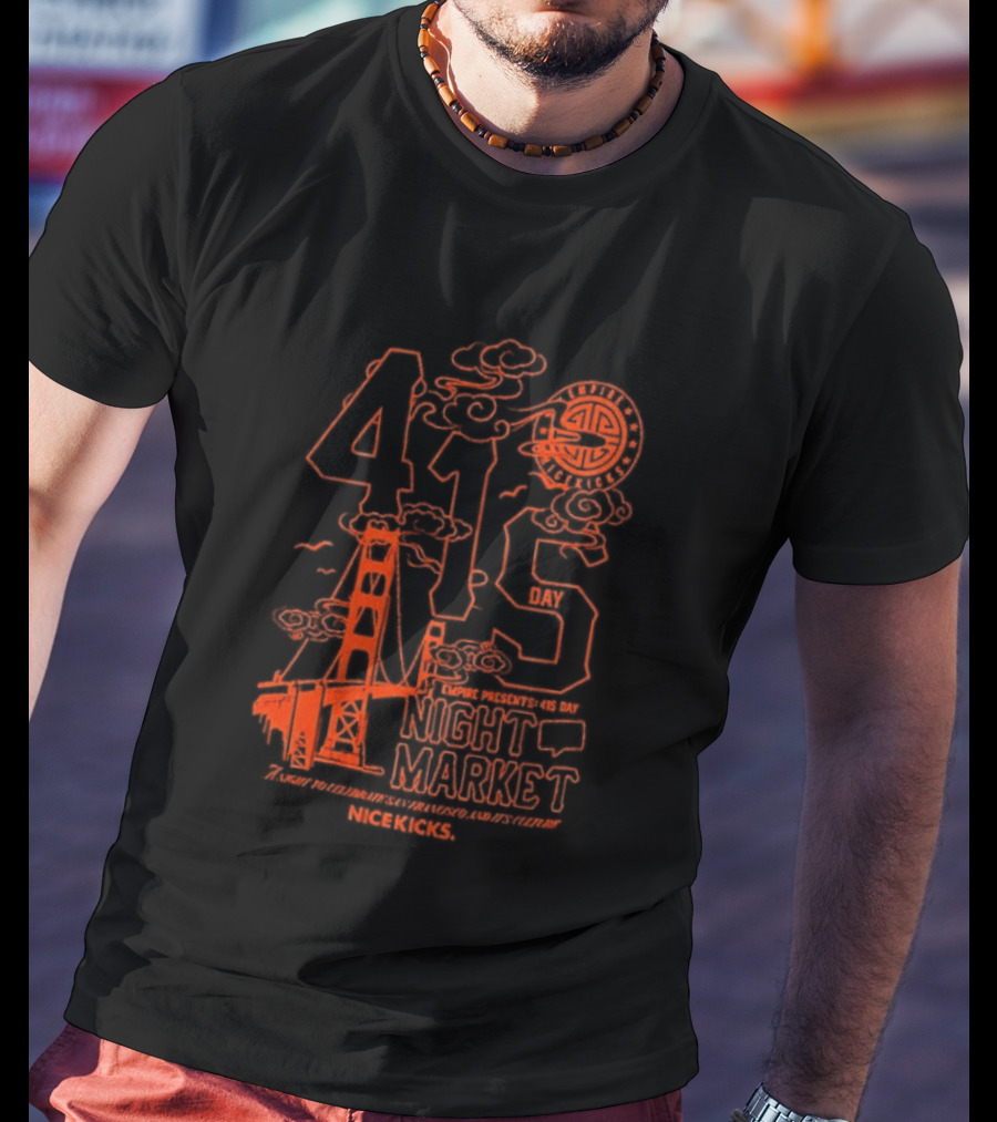 415 San Francisco Golden Gate Bridge Night Market Cityscape T-Shirt