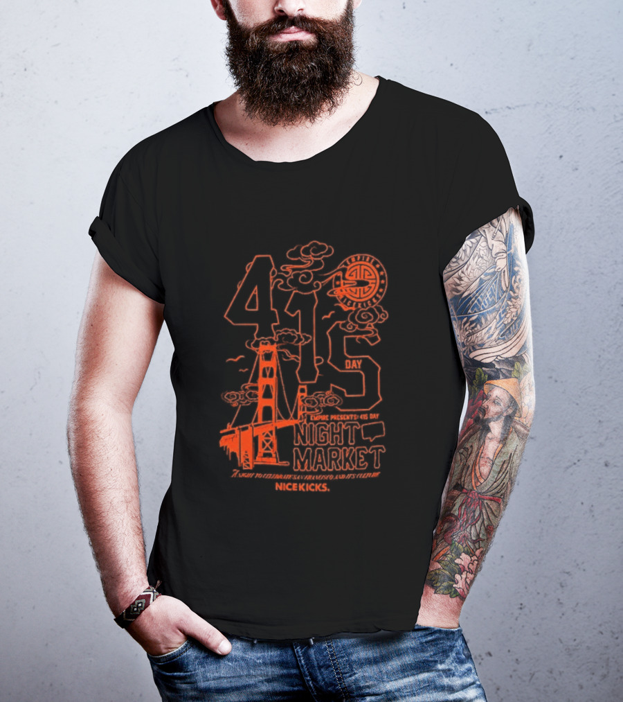 415 San Francisco Golden Gate Bridge Night Market Cityscape T-Shirt