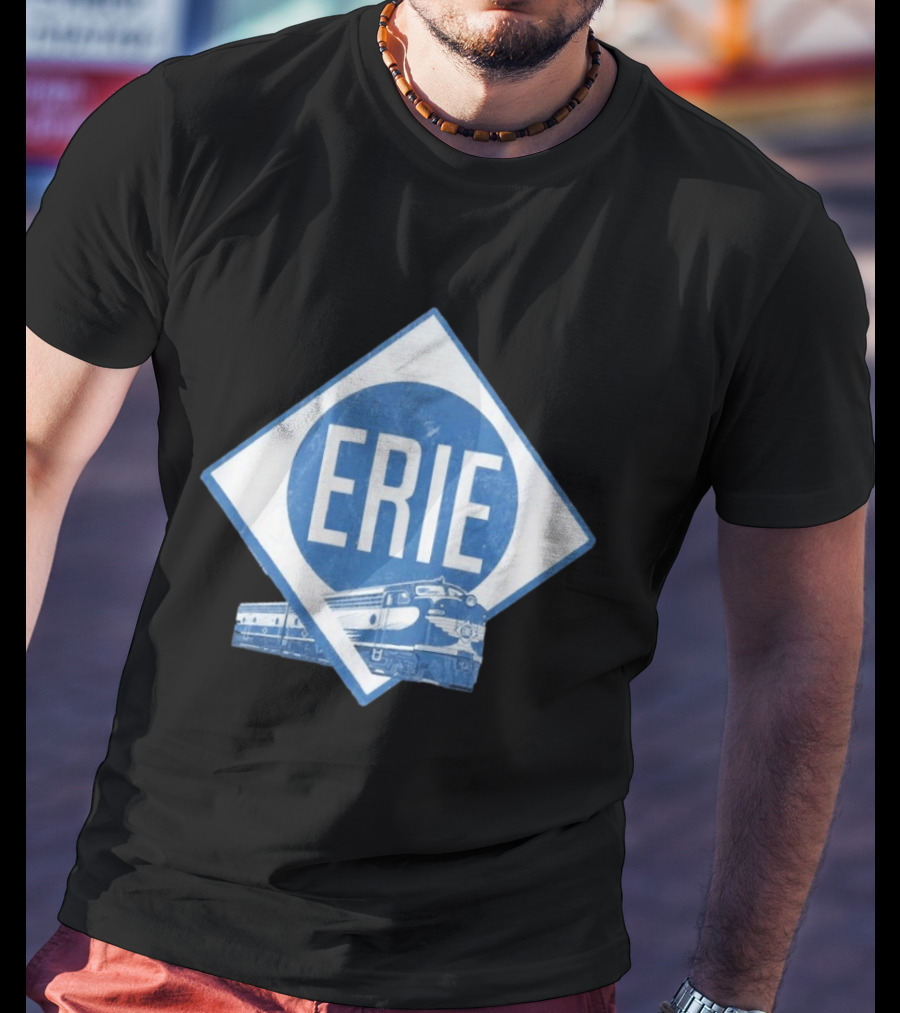 Erie Railway Train Vintage Blue T-Shirt