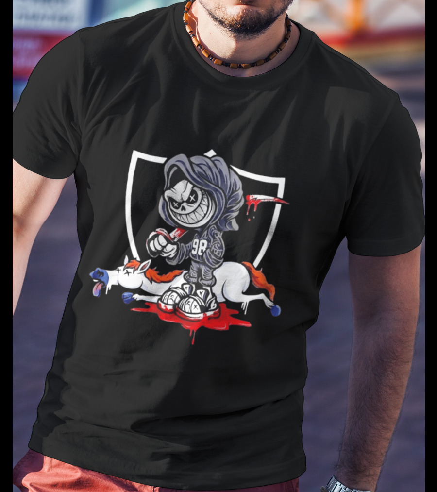 Maxx Crosby Grim Reaper Las Vegas Raiders Defeat Denver Broncos Horse T-Shirt
