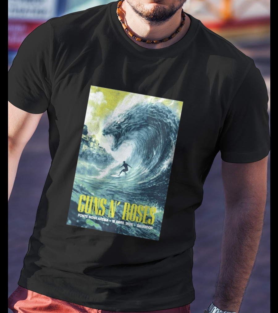 Guns N' Roses Concert April 15 2026 Fonte Nova Arena Salvador Surfer Wave T-Shirt