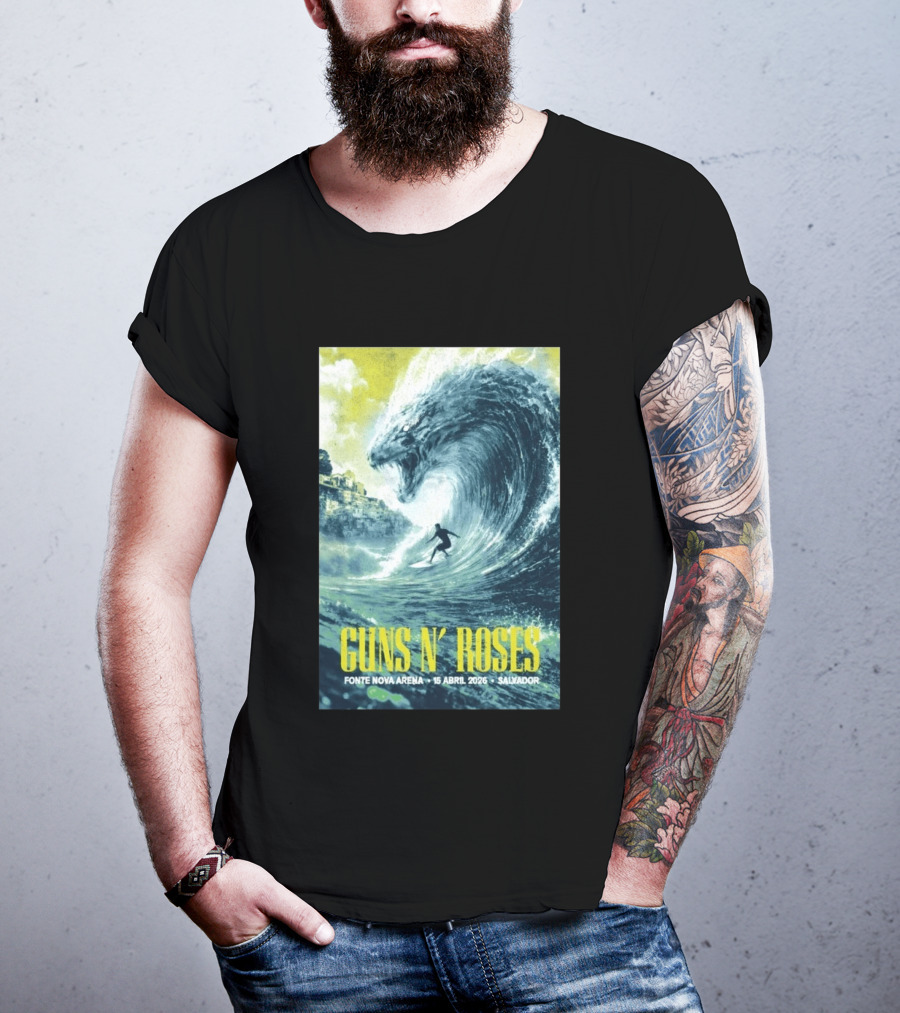 Guns N' Roses Concert April 15 2026 Fonte Nova Arena Salvador Surfer Wave T-Shirt