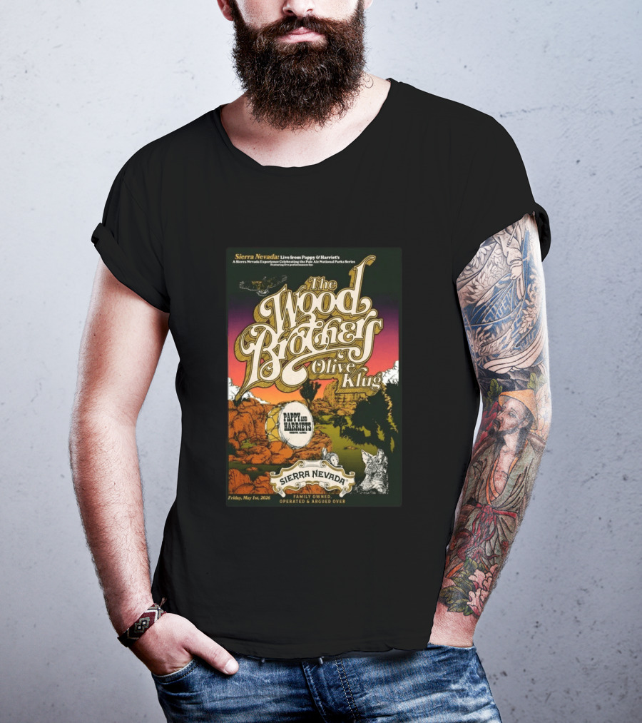 Sierra Nevada Presents The Wood Brothers Olive Klug Live May 1 2026 Pappy & Harriet's Pioneertown CA T-Shirt