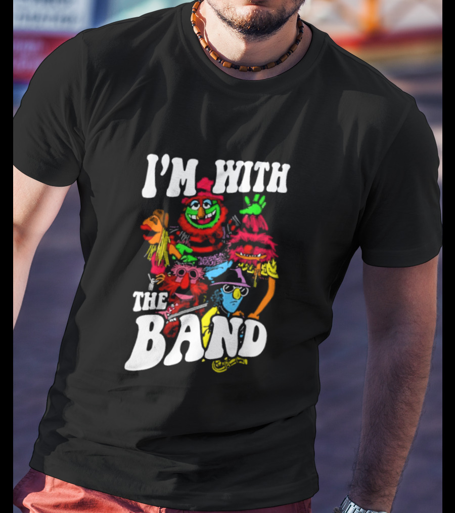 I'm With The Band Muppet Characters Colorful Collage T-Shirt