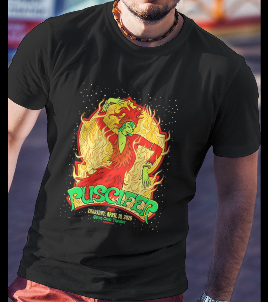 Puscifer Akron Civic Theatre April 16 2026 The Normal Isn't Tour Fiery Dancer T-Shirt
