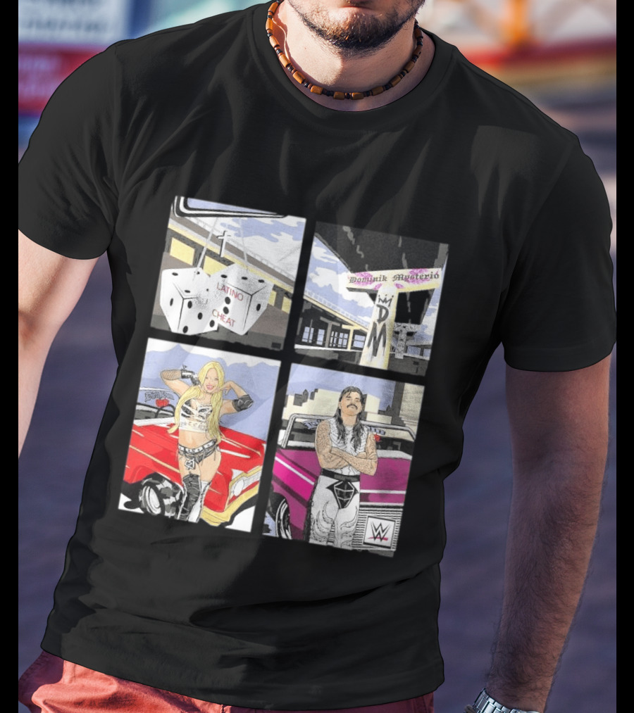 Ripple Junction Dominik Mysterio Liv Morgan 00s RPG WWE Latino Cheat Dice T-Shirt