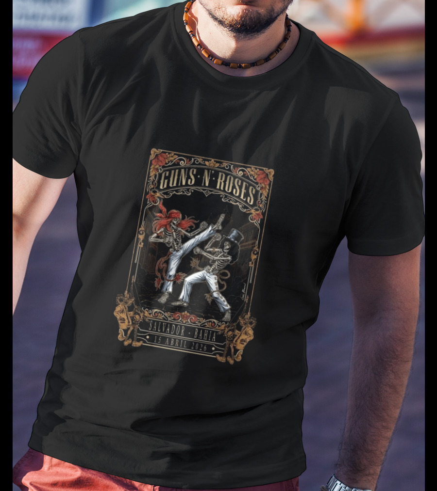 Guns N' Roses Salvador Bahia 15 Abril 2026 Skeletons Fighting T-Shirt