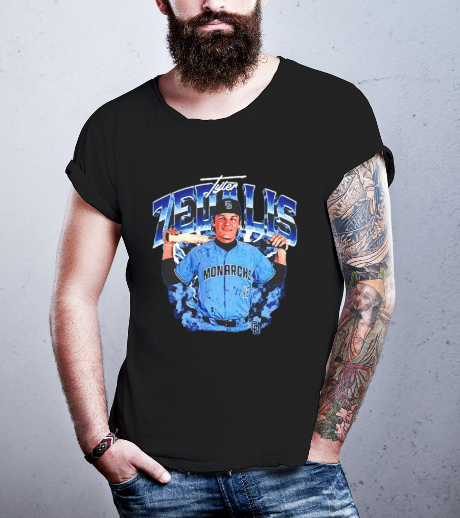 Tyler Zedalis Monarchs Baseball Player Blue Jersey T-Shirt