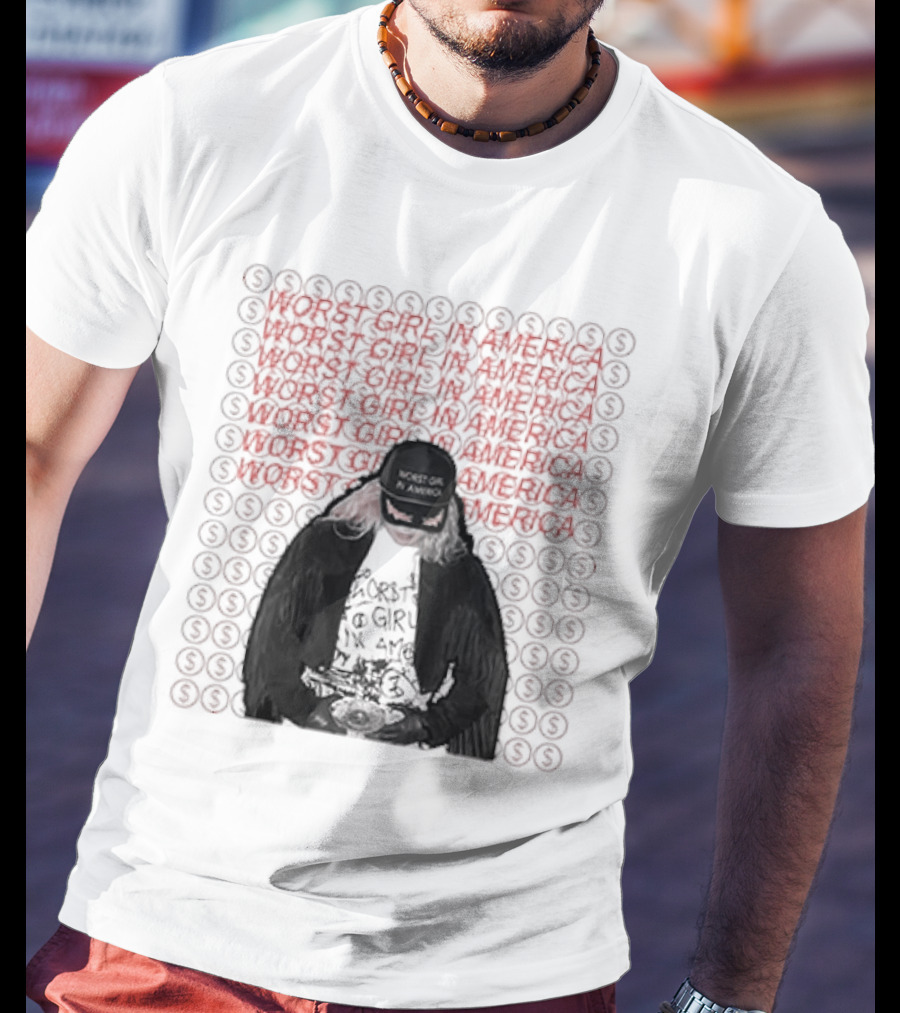 Slayyyter Worst Girl In America Black And White Goth Punk Style Red T-Shirt