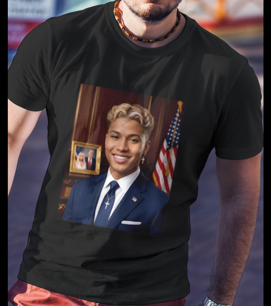 Kenzo J. Trump 2026 Presidential Portrait With USA Flag And Photo Frame T-Shirt