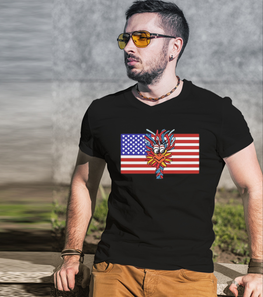 Patriotic Gooney Bird American Flag Hearts And Stripes T-Shirt
