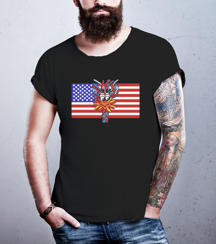 Patriotic Gooney Bird American Flag Hearts And Stripes T-Shirt
