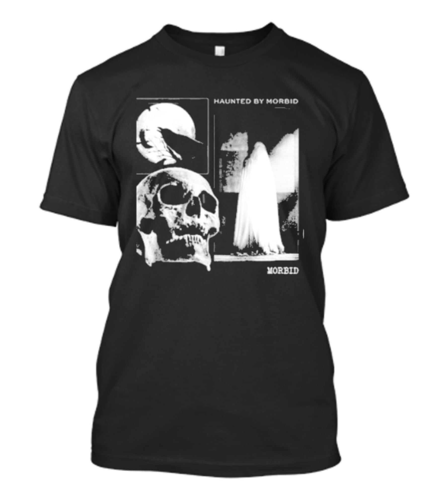Haunted By Morbid Skull And Ghost Imagery Morbid Podcast T-Shirt