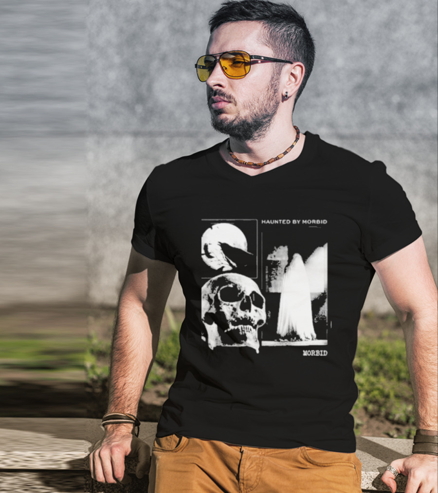 Haunted By Morbid Skull And Ghost Imagery Morbid Podcast T-Shirt