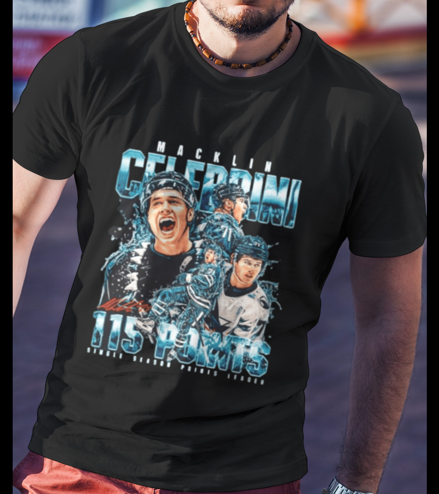 Macklin Celebrini 115 Points San Jose Sharks #71 Collage T-Shirt