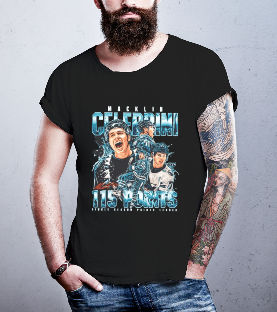 Macklin Celebrini 115 Points San Jose Sharks #71 Collage T-Shirt