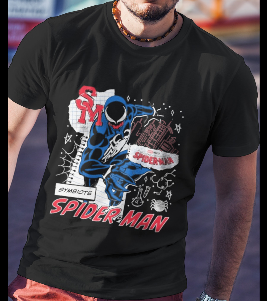 Marvel Symbiote Spider Man Sketch SM Spiderman In City Scene T-Shirt