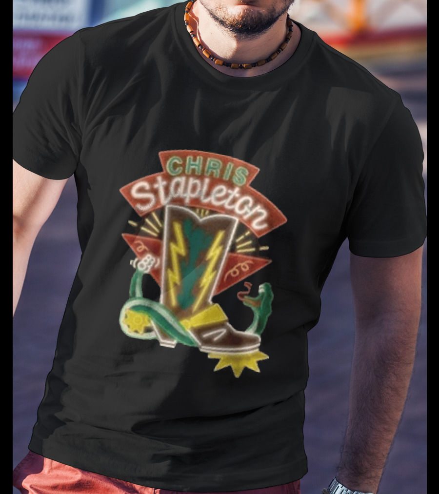 Chris Stapleton All America Road Tour Neon Boot And Snake T-Shirt