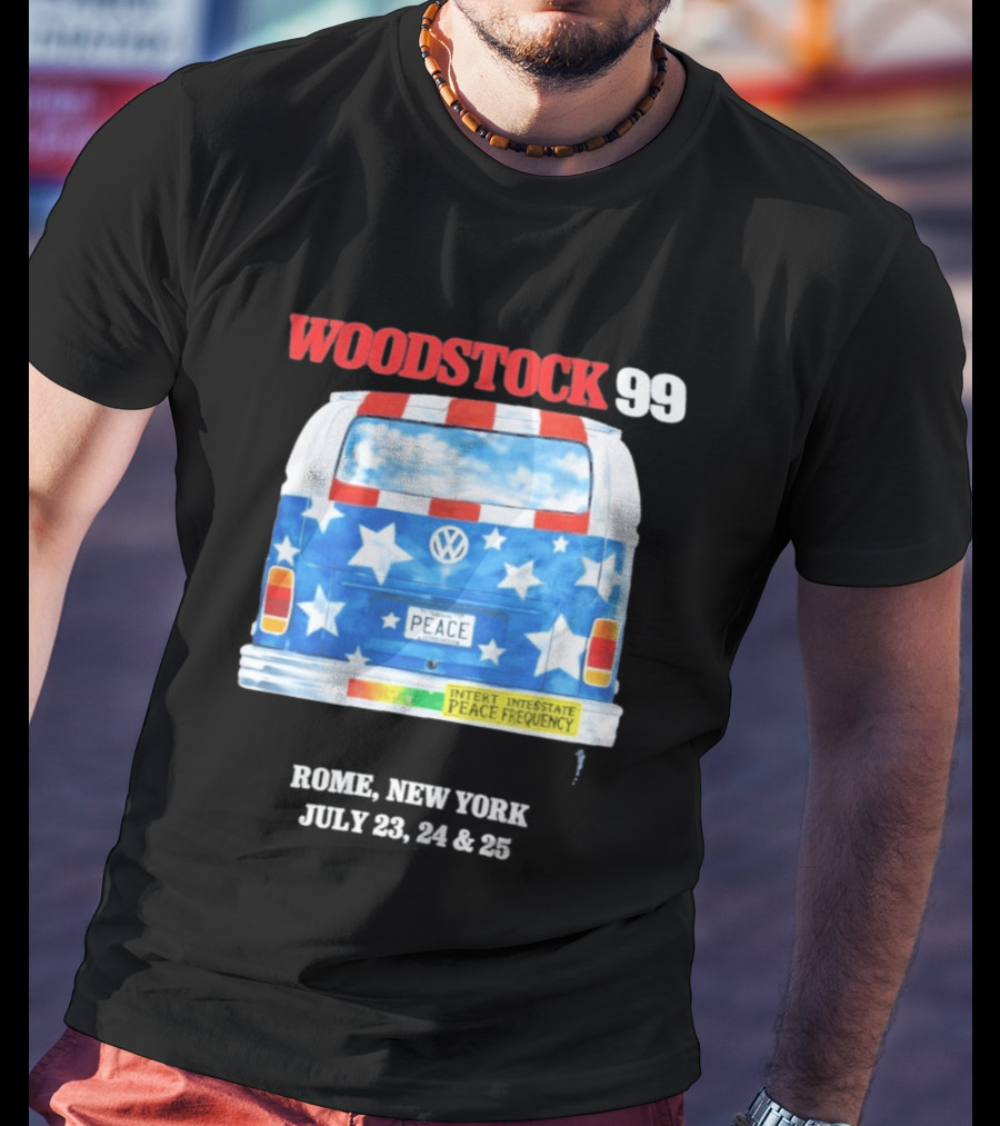 Woodstock 99 Something Very Bad Is Going To Happen Peace Frequency VW Van T-Shirt