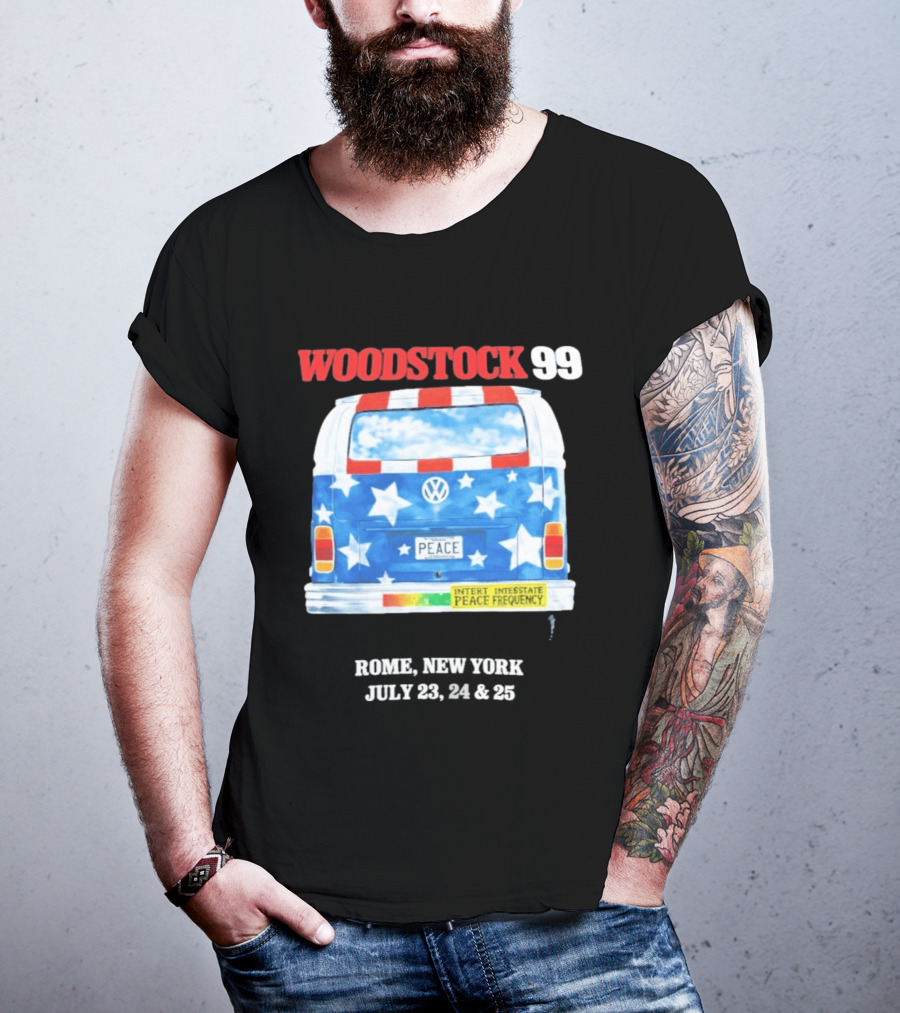 Woodstock 99 Something Very Bad Is Going To Happen Peace Frequency VW Van T-Shirt