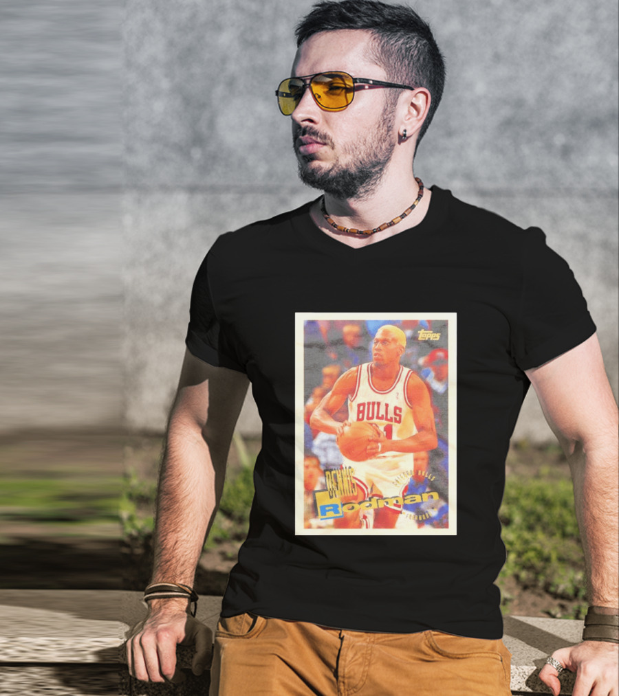 Dennis Rodman Chicago Bulls Topps Card NBA Forward T-Shirt