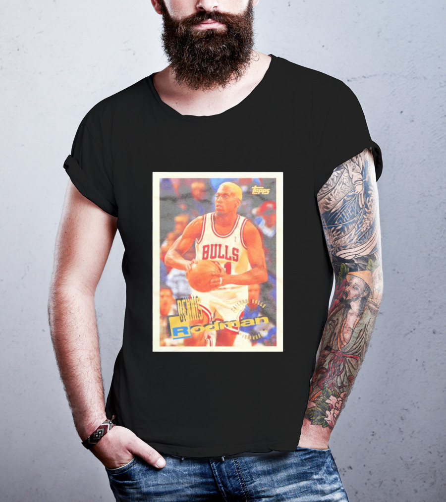 Dennis Rodman Chicago Bulls Topps Card NBA Forward T-Shirt