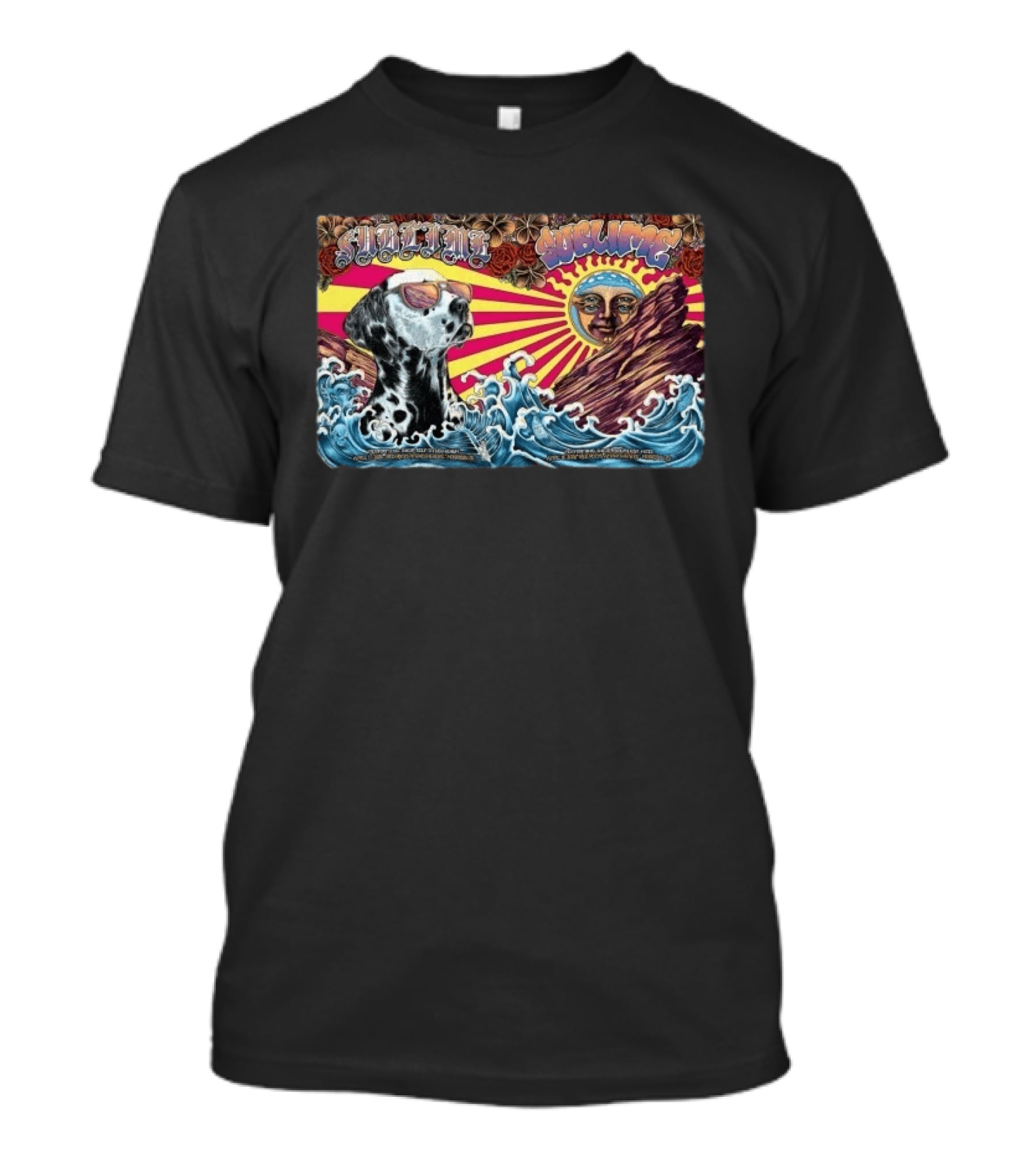 Sublime Red Rocks April 17 18 2026 Morrison CO Dalmatian Sunglasses Sun Waves Roses T-Shirt