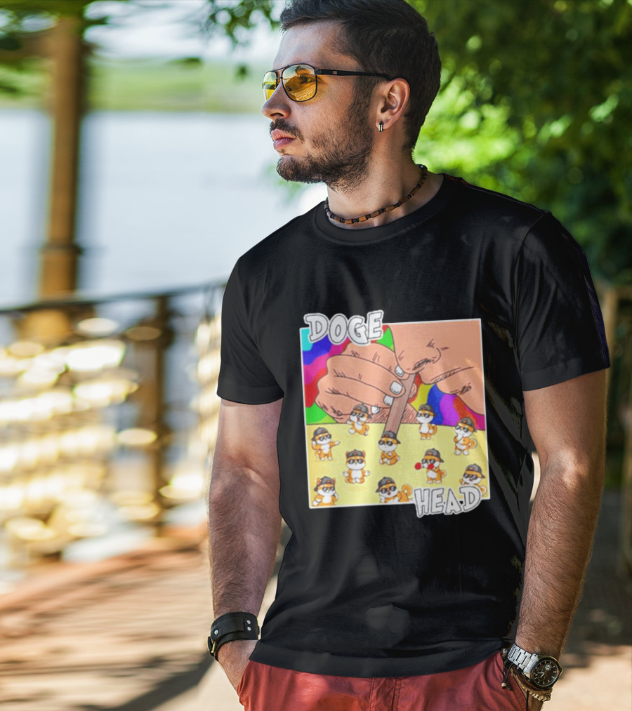 Doge Head Meme Cartoon With Dogs And Sunglasses T-Shirt