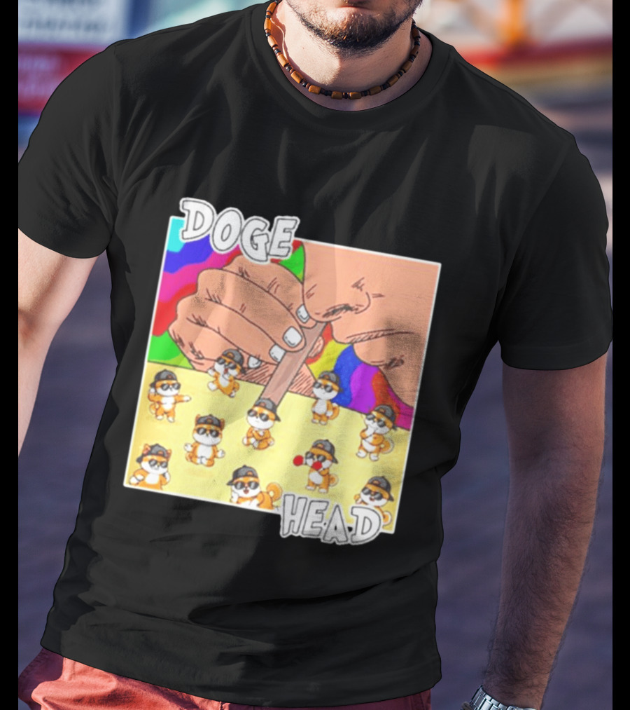 Doge Head Meme Cartoon With Dogs And Sunglasses T-Shirt