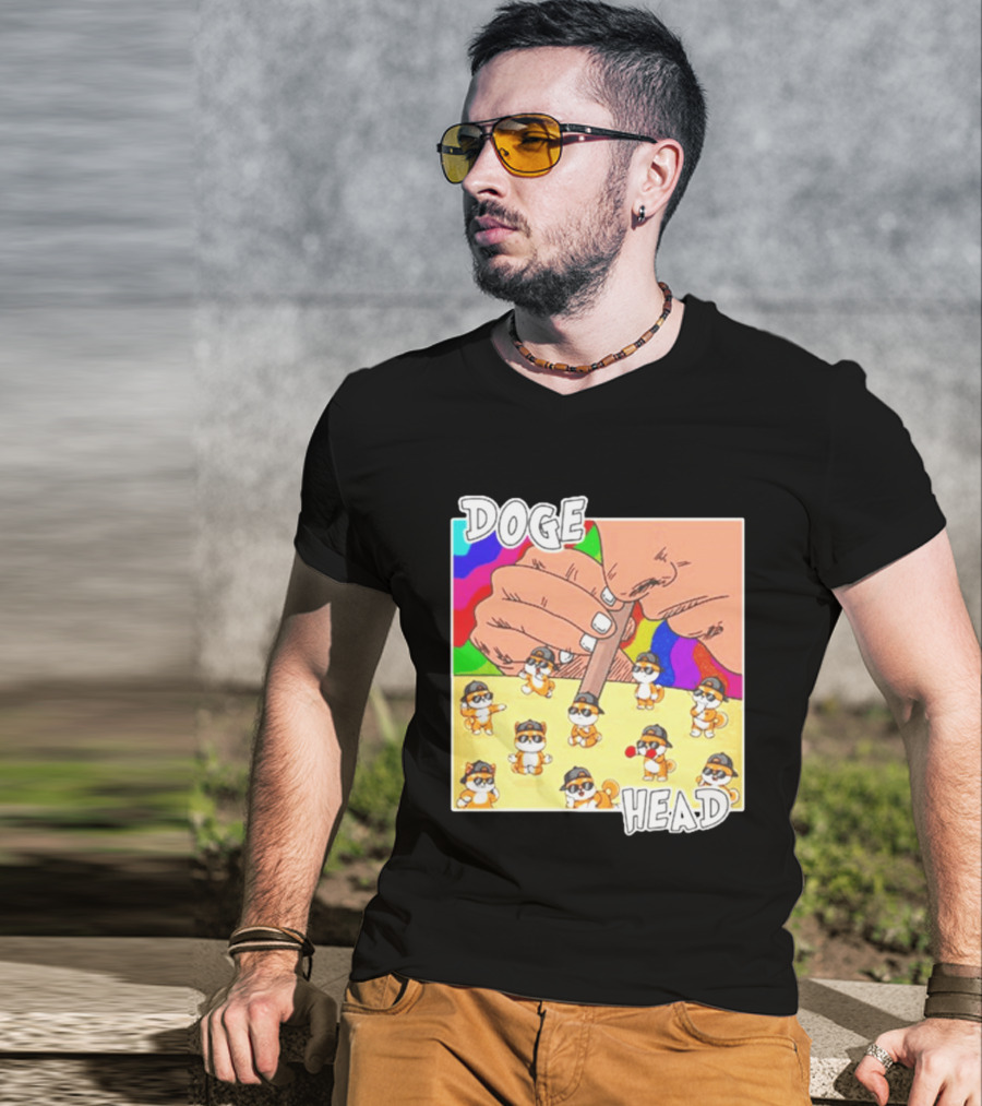 Doge Head Meme Cartoon With Dogs And Sunglasses T-Shirt
