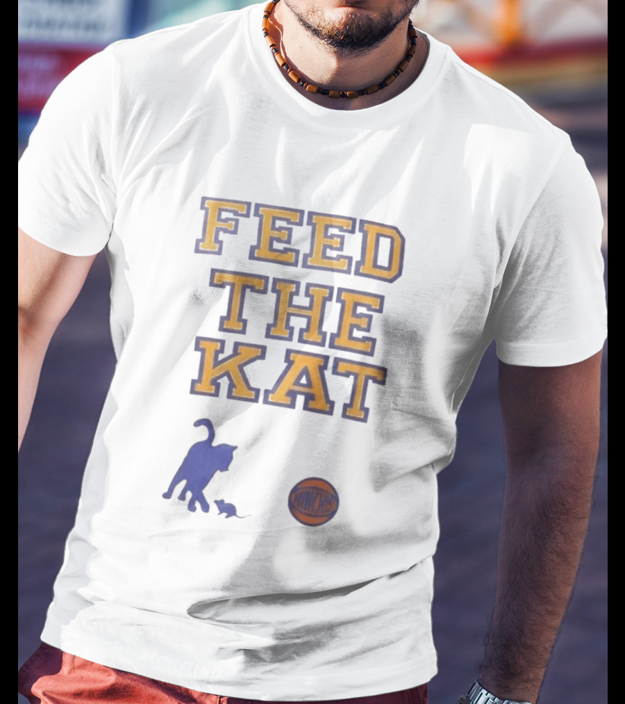 Feed The Kat Knicks Logo Basketball Cat T-Shirt