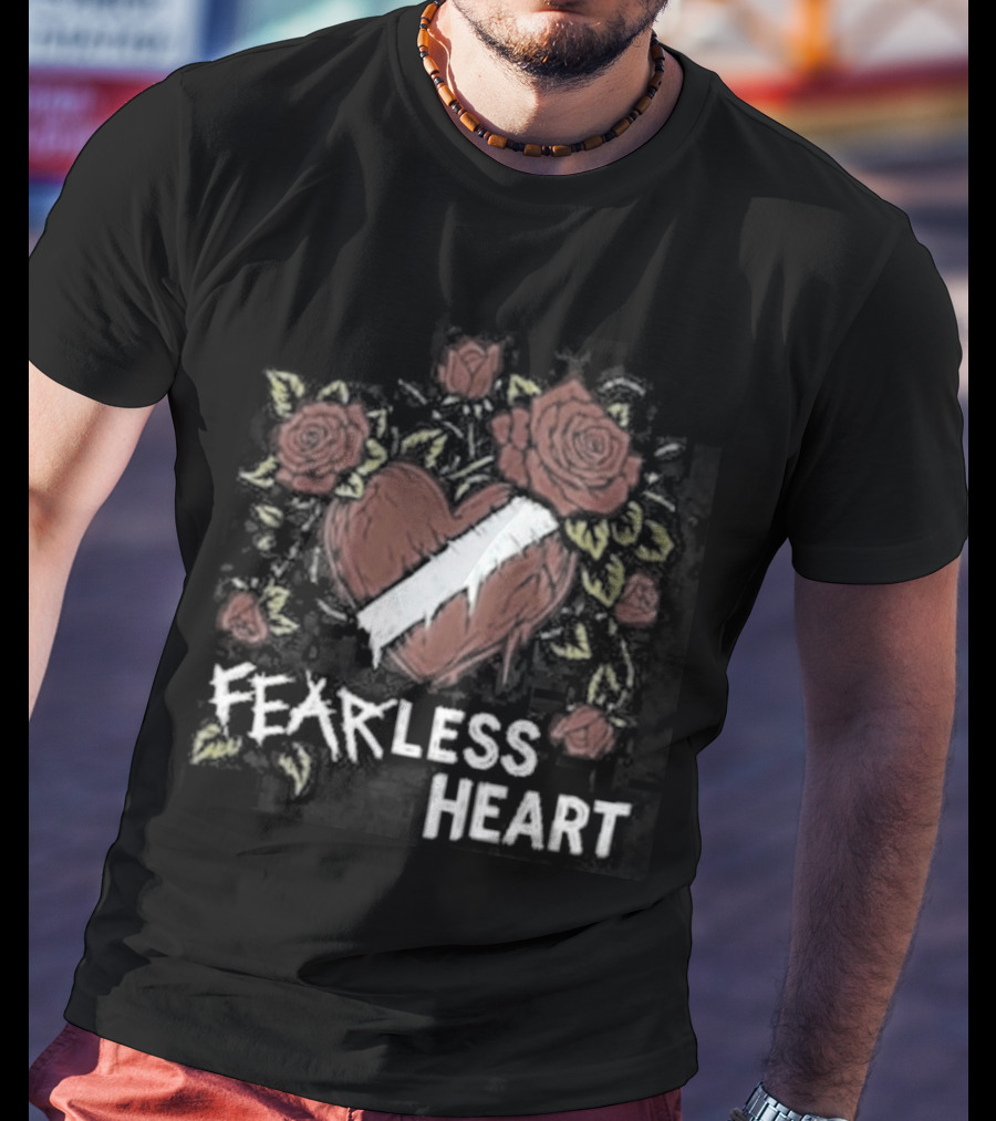 Fearless Heart Pink Roses And Yellow Leaves T-Shirt