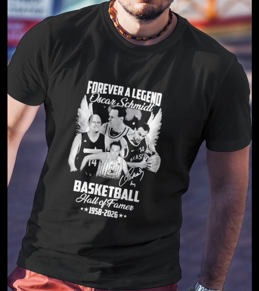 Forever A Legend Oscar Schmidt Basketball Hall Of Famer 1958 2026 Winged T-Shirt