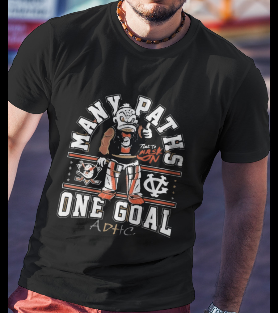 Anaheim Ducks Many Paths One Goal ADHC Vintage Cartoon T-Shirt