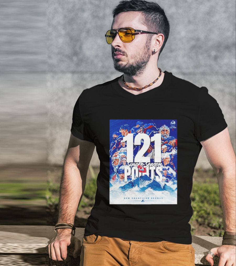 Colorado Avalanche 121 Single Season Points New Franchise Record T-Shirt