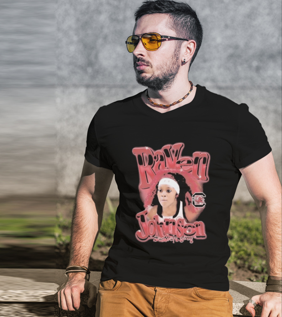 Raven Johnson South Carolina Gamecocks Seatbelt Gang T-Shirt