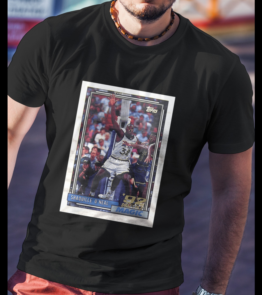 Shaquille O'Neal 1992 NBA Draft Pick Topps Card Orlando Magic T-Shirt