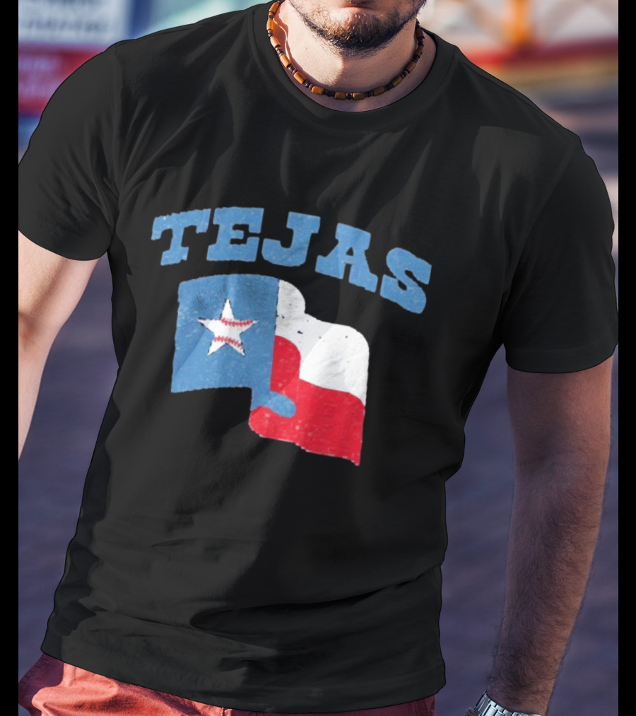 TEJAS Texas Flag With Baseball Star T-Shirt