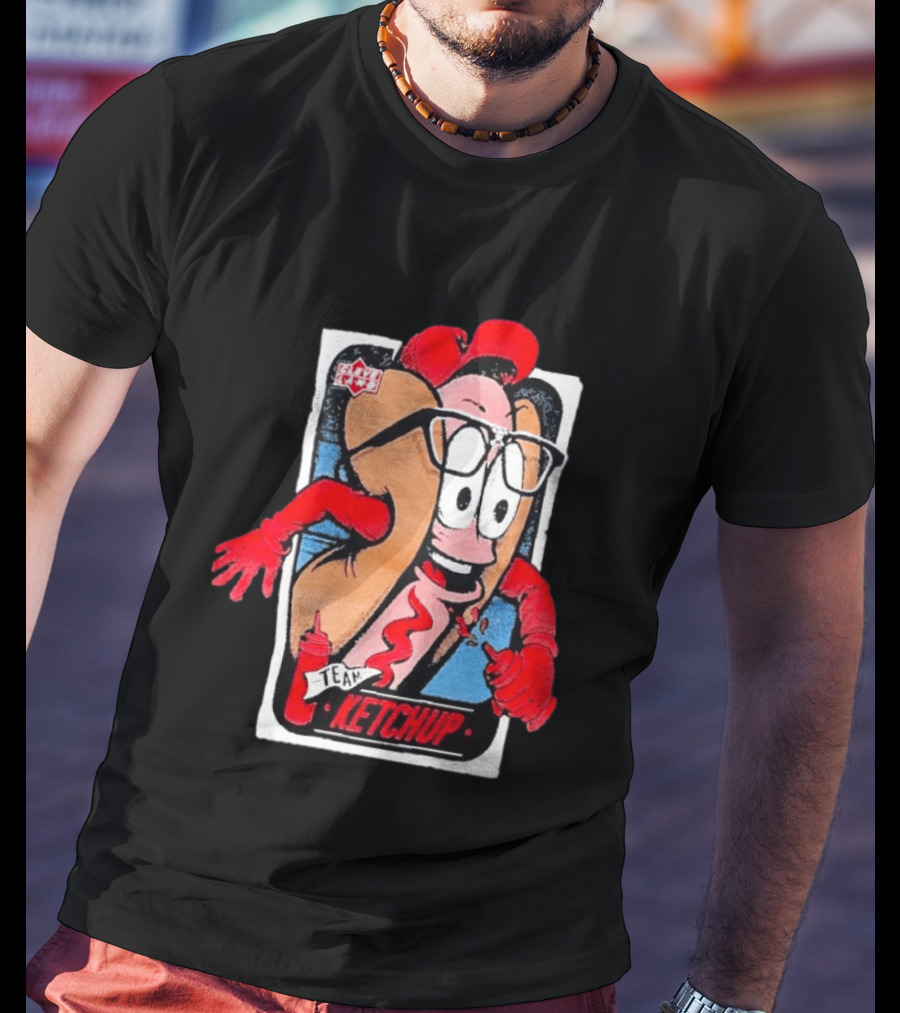 Cleveland Hot Dog Character Glasses Team Ketchup T-Shirt