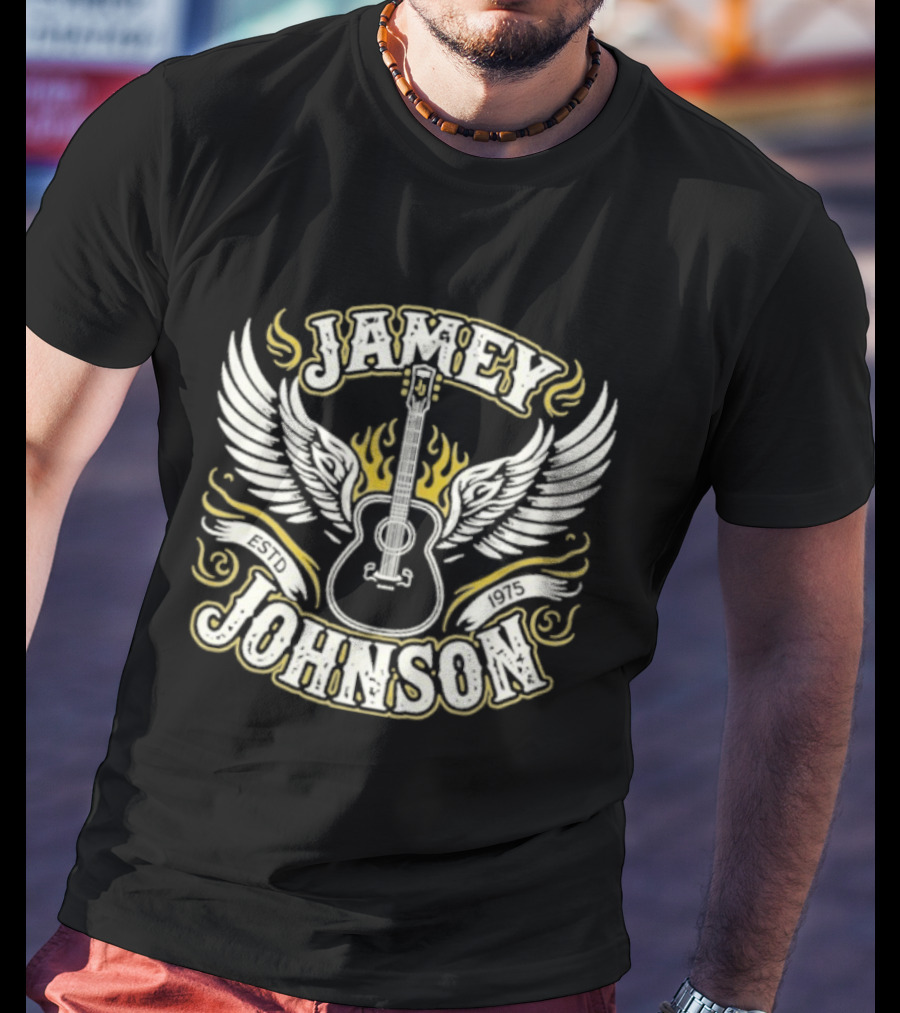 Jamey Johnson Guitar With Wings And Flames Est. 1975 T-Shirt