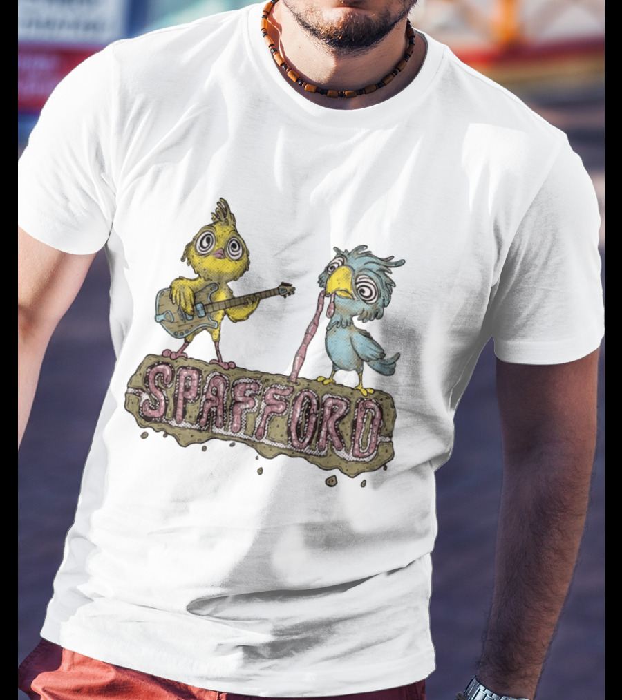 Spafford Birds Playing Guitar And Worm Microphone T-Shirt